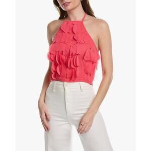 Trina Turk Lara Fun Flutter Crop Halter Top Watermelon Sz 14 NWOT